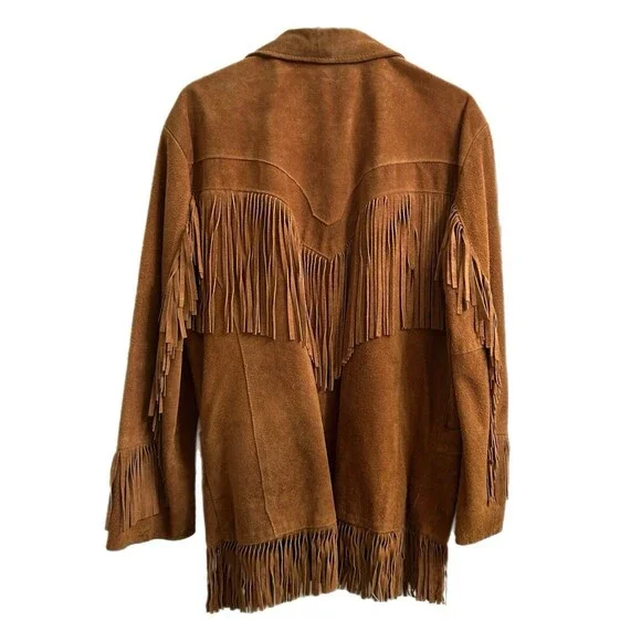 VTG Genel London Women’s Fringe Suede Leather Jacket Western Sz US 10 UK 14 - Picture 3 of 14